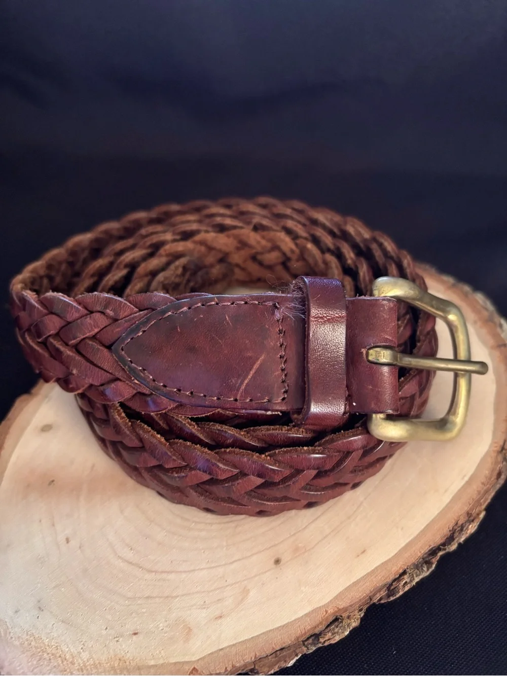 Braided vintage Brown Leather Men’s Belt - Classic Casual Style 44